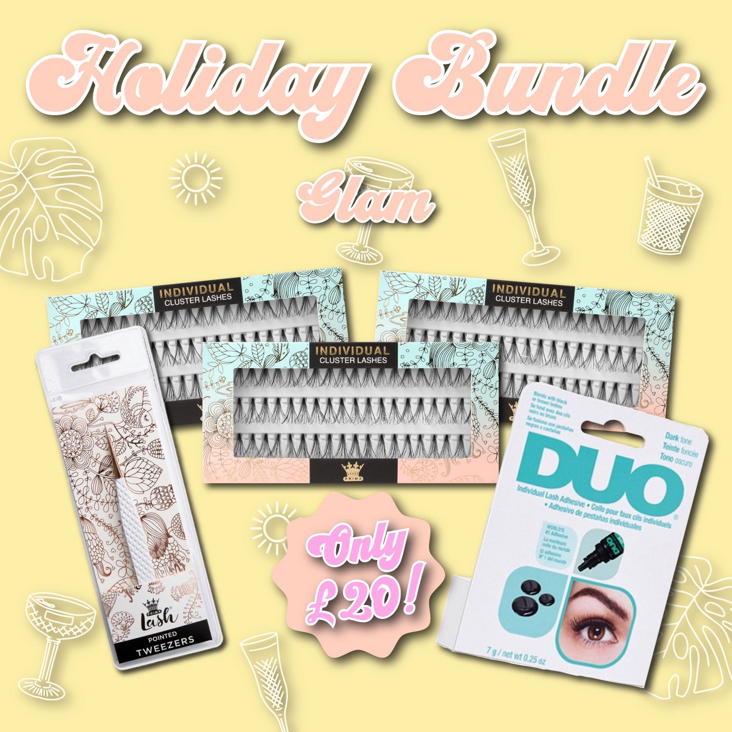 Swim Proof Holiday Bundle Offer - Individual cluster lashes Natural / Glam