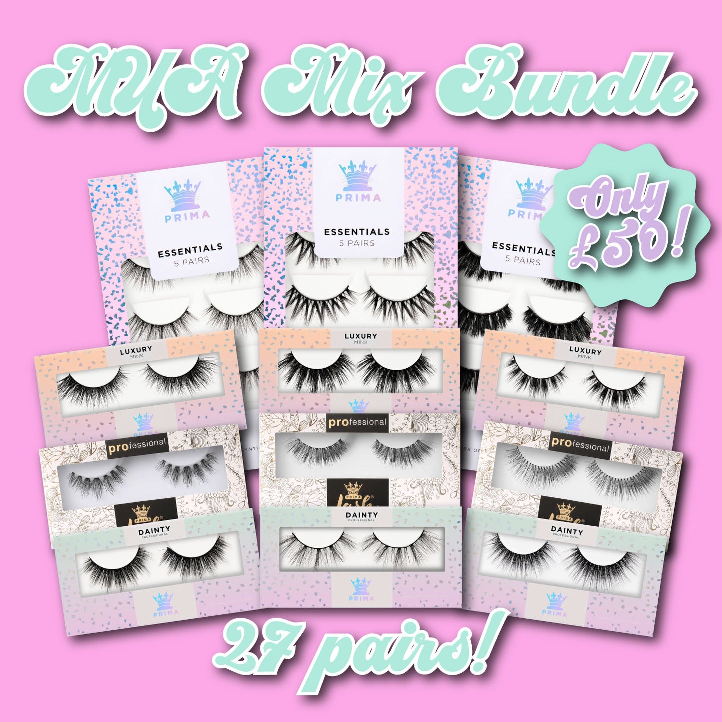 MUA Mix Lash Bundle 27 Pairs (up to £126 Value)